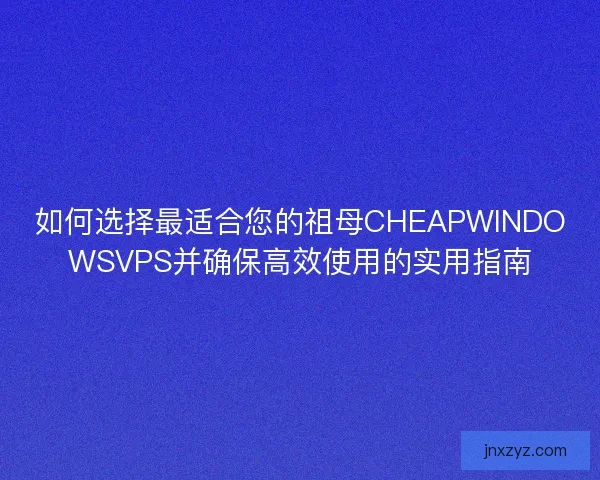 如何选择最适合您的祖母CHEAPWINDOWSVPS并确保高效使用的实用指南